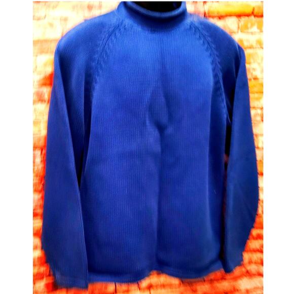 J.CREW Sweater Men's Medium Blue Knitted Ribbed Cuff & Hem Roll Neck Classic Fit - Picture 4 of 6